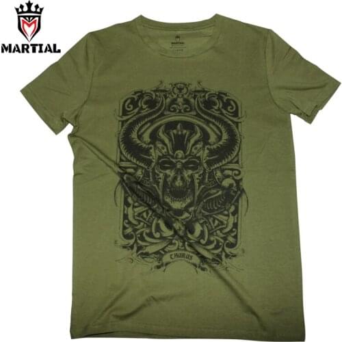 Martial:Taurus dark zodiac series army green jersey cotton t shirts sports shirts