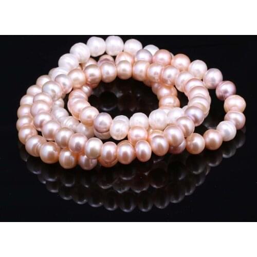 100% Natural Pearl Bracelet Charms Elastic Rope Real Pearl Bracelets for Girl Friend Pearl Size 8-9 mm