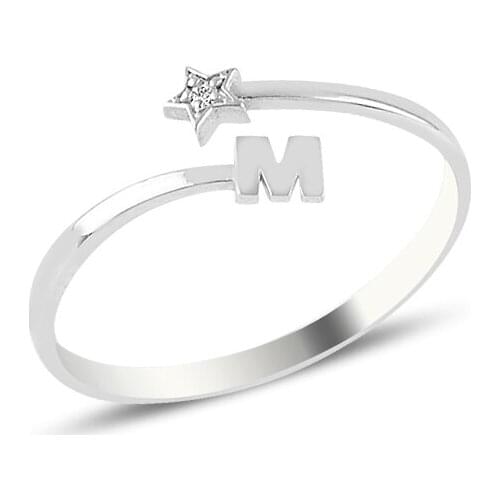 Diamond Star M Letter Ring