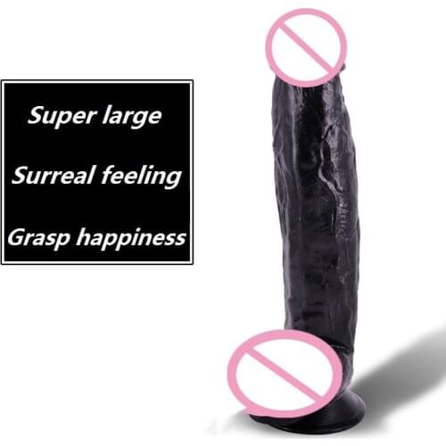 Black Giant Dildo Huge Thick Dildos Suction Cup Long Dong High Quality Suck Penis For Vagina Penis Lesbian Masturbation (31CM)
