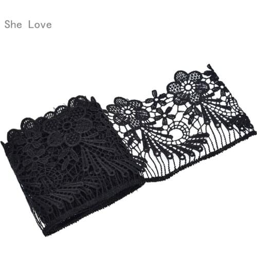 Chzimade 2 Yards Vintage Black Wedding Bridal Embroidered Lace Edge Trim Ribbon Applique DIY Sewing Craft