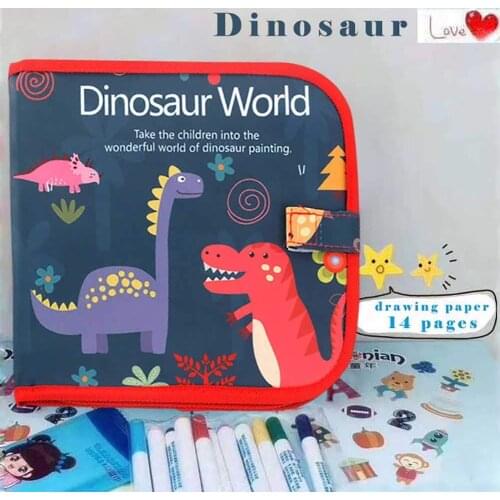 Kids Erasable Drawing Board Rewritable Toys Reusable Color Pad Painting DIY Animal Book 14 Pages with for Early Learning Books