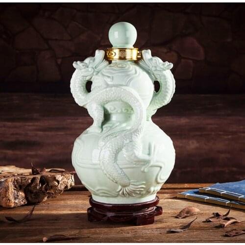 HOME HALL EFFICACIOUS MASCOT TOWN HOUSE GOOD LUCK HANDICRAFT 2 DRAGONS ROYAL PORCELAIN DECORATION ART FENG SHUI BOTTLE VASE