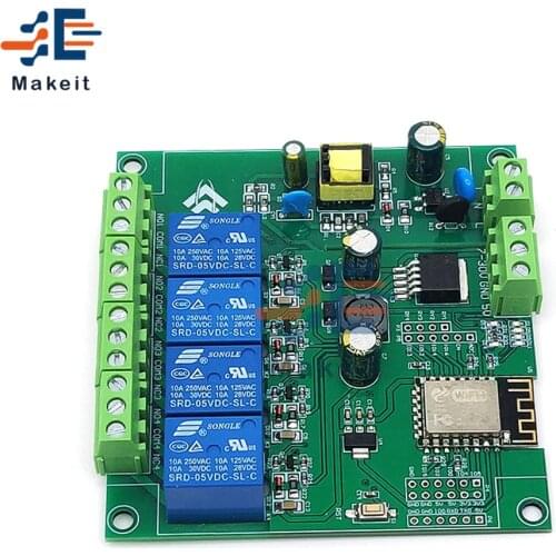 ESP8266 Wireless WIFI 4 way Channel Relay Module ESP-12F Wifi Development Board for Arduino AC/DC Power Supply AC90-250V/DC7-30V