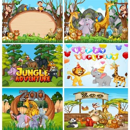 SHENGYONGBAO Children Kids Baby Birthday Backdrops Cartoon Animals Zoo Photography Backgrounds For Photo Studio 2020108YAX-02