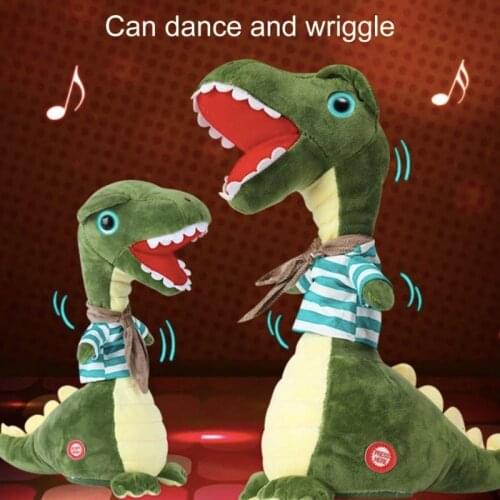 Dinosaur Toy Plush Dancing Toys Dancing Dinosaurs Electric Flash Light Eye Singing Repeat Talking Swing Twist Dance Dinosaur