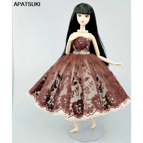 Brown Ballet Dress For Barbie Doll Outfits 1/6 Dolls Accessories Dancing Rhinestone Clothes 3-layer Skirt Ball Party Gown Toys