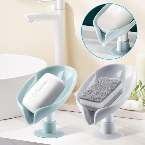 Leaf Shape Soap Box Drain Soap Holder Box Bathroom Shower Soap Holder Dish Storage Plate Tray Bathroom Supplies Bathroom Gadgets
