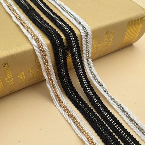 15Yards Silver Gold Chain Trimming Beaded Lace Ribbon Scrapbooking Applique Embellishment Sewing Renda For Hats Shoes Bags