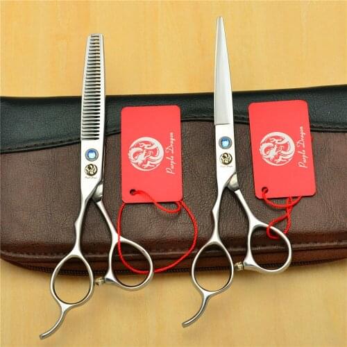 Left Hand 2Pcs/1 Pair 8001# 6'' Silvery Hairdressing Scissor JP 440C Cutting + Thinning Shears Professional Human Hair Scissors