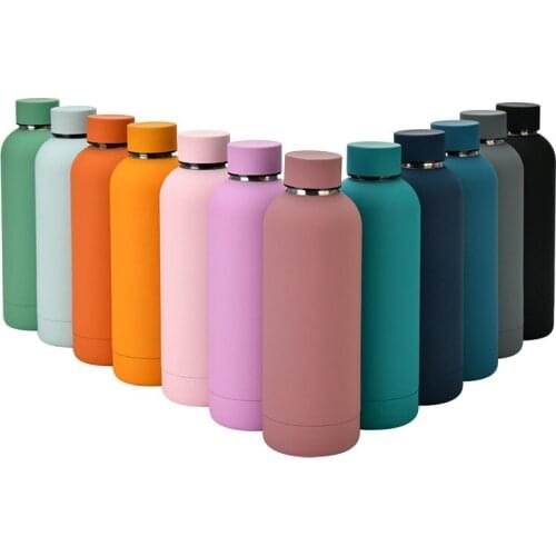 Hot new models in 2021 Stainless steel outdoor frosted water bottle Portable sports water cup Rubber paint vacuum flask