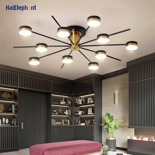 Modern LED Chandelier Lighting For Living Room Bedroom Gold and black Decor Lamps Indoor Lights Fixtures Luminaria AC90-260V