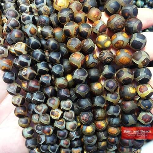 China Tibetan Dzi Matte beads Natural Stone Religious 8/10/12MM Round Tortoise shell Loose beads for jewelry making DIY CTB07