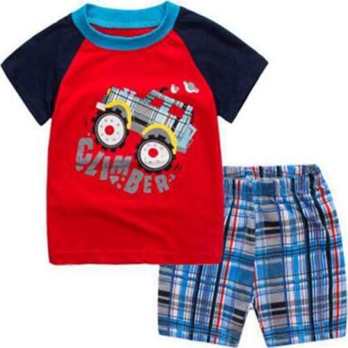 Fashion Baby Boys Pajamas Casual Children Pjs Clothing Set Girls Summer T-Shirt Short Pants Suit Outfits 100% Cotton 2-7Years