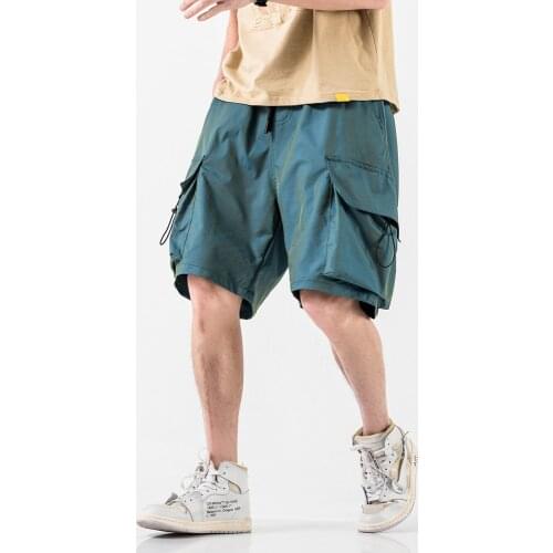 2020 Hip-Hop Mens Shorts With Pocket Solid Color Straight Cargo Pants Summer Casual Shorts Male Knee Length Mens Shorts