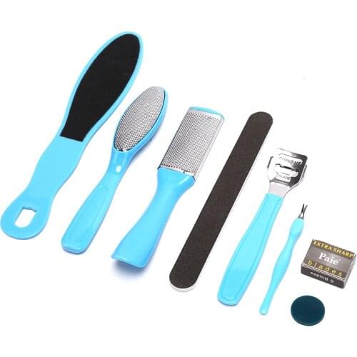 8Pcs/Set Manicure Foot Care File Set Dead Hard Skin Callus Remover Scraper Pedicure Rasp Tools Feet Care Tool Kit Stainless tool