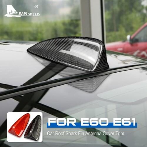 AIRSPEED for BMW 5 Series E60 E61 520d 525i 530d 530i 540i 550i Accessories Real Carbon Fiber Car Shark Fin Antenna Cover Trim