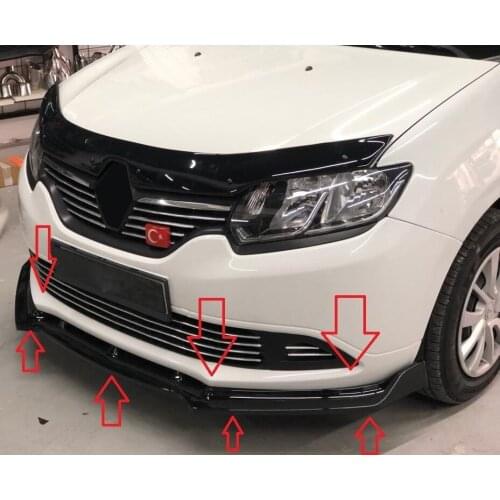 Renault Symbol Mk3 Front Bumper Attachment Gloss Black 3 Pcs