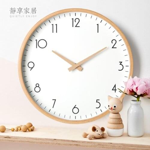 Wall Clock Modern Design Nordic Wood Living Room Silent Clocks Mechanism Simple Office Horloge Mural Home Decor White Wall Watch