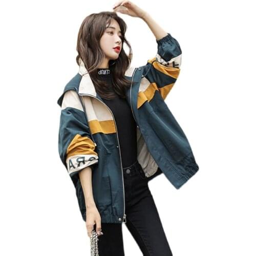 2021 New Fashion Autumn Women Slim Jacket Lady Elegant Hooded Loose Sports Coat Female Street All-match Casual Coats OK848