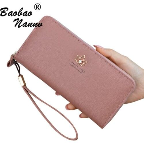 New Fashion Women Wallets Long Multi-functional Large Capacity Wallet Purse Fresh PU Leather Female Clutch Card Holder Wristband