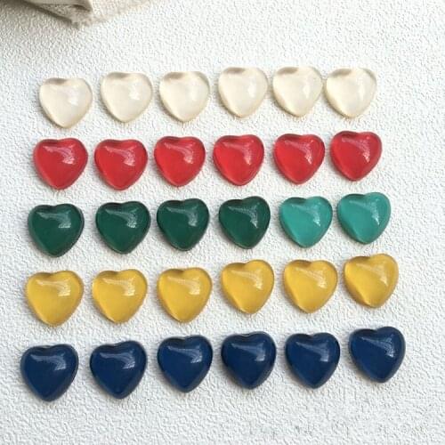 New style 100pcs/lot 12mm color print cartoon hearts shape flatback resin beads diy jewelry earring/garment accessory