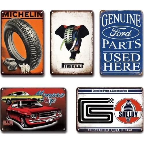 Genuine Parts Metal Tin Sign Vintage Car Stickers Home Garage Man Cave Decorative Plaque Retro Interior Decor Fashion Collection
