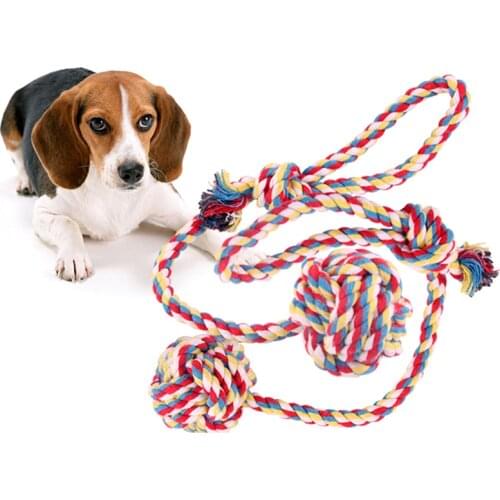 Strong Braided Dog Cat Puppy Rope Toys 28cm 37cm Chew Toys For Pets Two Rope Braided With A Ball Rope Dog Toys Dog Play Toys