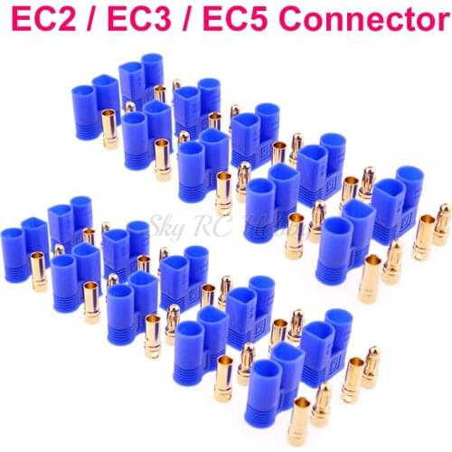 EC2 EC3 EC5 Male Female Type Battery Connector Golden Battery Connector Banana Bullet Plug For RC Lipo Battery Parts