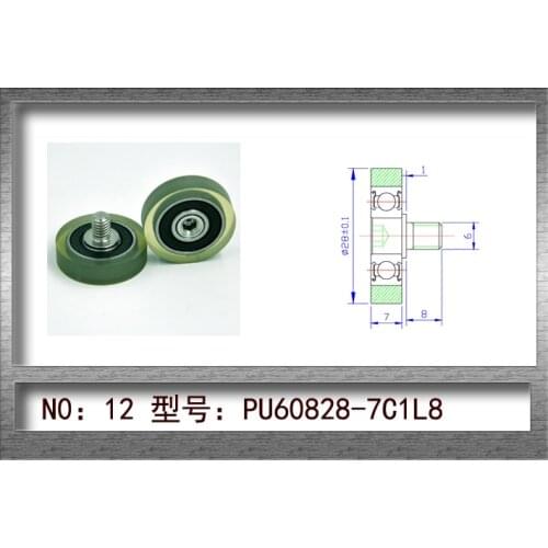 PU Material Enclosure 608z Bearing Roller/Trolley Diameter 28mm,Thickness 7mm,M6X8 Screw,10pcs/lot