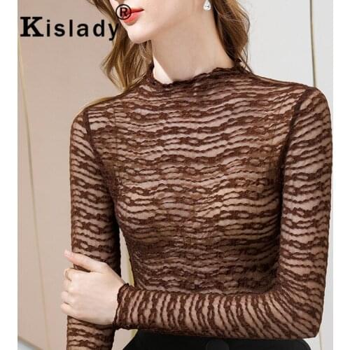 Sexy Lace Patchwork Turtleneck Gothic Women Shirts OL Harajuku Plus Size Striped Shirts Korean Hollow Out Vintage Tops Clothing