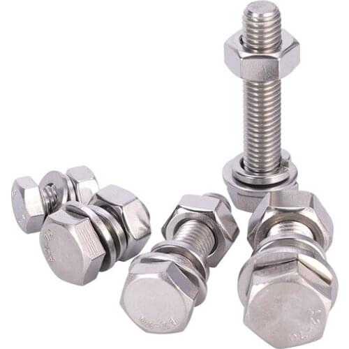 Stainless Steel 304 Hexagon Combination Bolt M8 Lengthen Full Tooth Screw And Nut