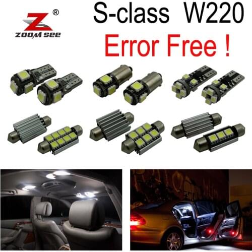 24pcs LED lamp Interior + License plate Light full Kit For Mercedes Benz S class W220 S500 S600 S55AMG S63AMG S65AMG (99-05)