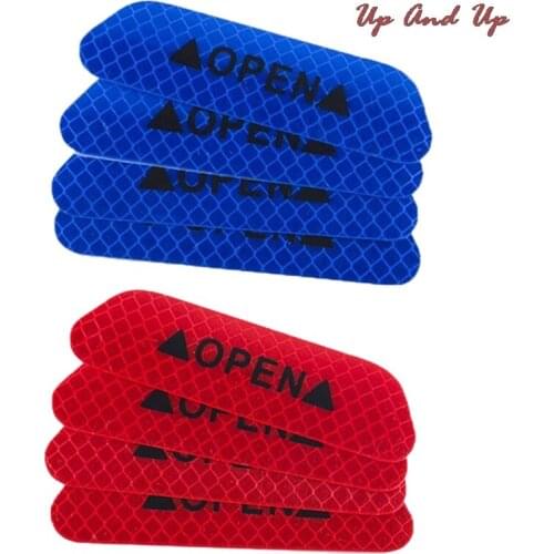 4Pcs Fluorescent Car OPEN Reflective Strips Waterproof Warning Stickers Night Driving Safety Lighting Luminous Tapes