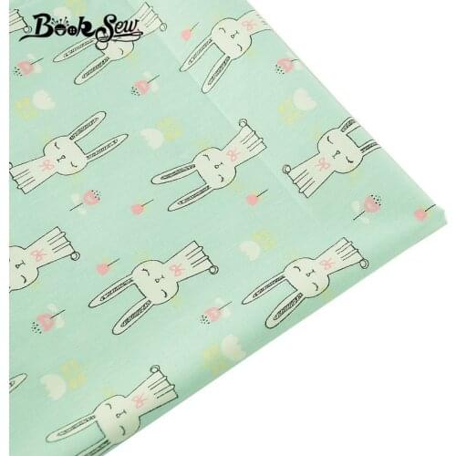 Booksew 100% Cotton Twill Fabric Cute Rabbit Animal Design Tecido Sewing Cloth Quilting Bedsheet Baby Patchwork Doll Craft Tela