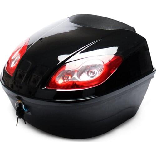 1Pcs Universal E-Bike Tail Box Motorcycle Top Hard Case Helmet Storage Case Tail Box Luggage Case With Reflective Lamp