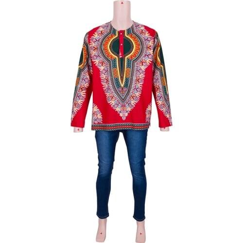 In Stock Casual Men Dashiki Shirt Long Sleeve African Clothes for Men Tops Traditional African Clothing Plus Size XH145