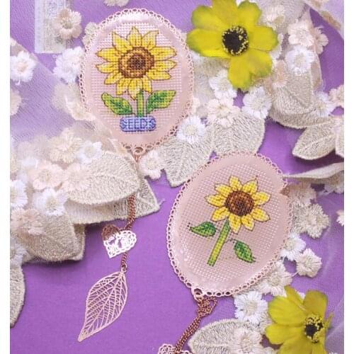 S sunflowers Craft Sttich Cross Stitch Bookmark Metal Silver Golden Needlework Embroidery Crafts Counted Cross-Stitching