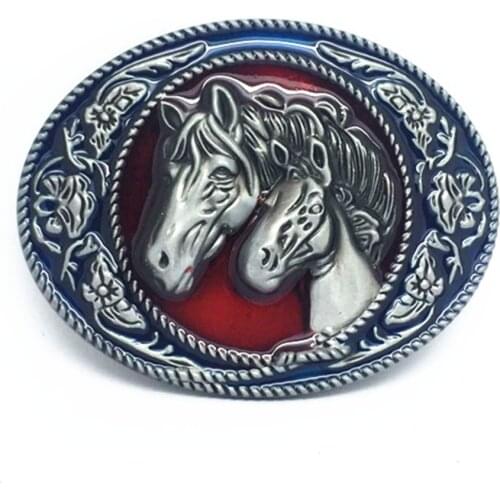 The western belt buckle double ma fu ancient zinc alloy male and female general belt buckle is suitable for 3. 8 - 4. 0 belt