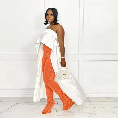 Neon Orange Womens High Waist Stacked Jogger Pant Fall Clothing 2021 Streetwear Extra Long Bodycon Bell Bottom Trouser Legging