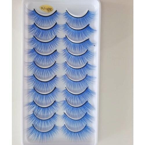 10 Pairs 3D Mink Hair False Eyelashes Natural/Thick Long Eyelashes blue Lashes Makeup Extension Eyelashes maquiagem