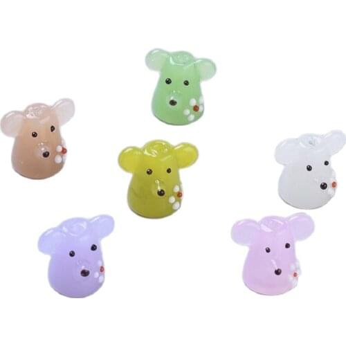 10pcs 18~20mm Handmade Cartoon Mouse Lampwork Beads for Jewelry Making DIY Bracelet Necklace Crafts Supplies Mixed Color