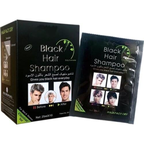 10 PCS / Lot Black Hair Shampoo Hair coloring shampoo Natural Plant Black Hair Dye Natural Black Hair Care