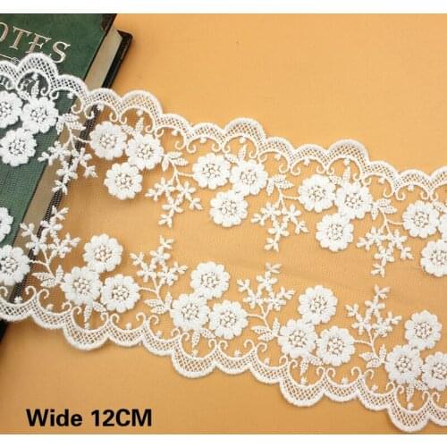 12CM Exquisite Embroidered Mesh Lace Fabric Applique Collar Decoration Skirt Trimming Sewing Guipure Lace Supplies
