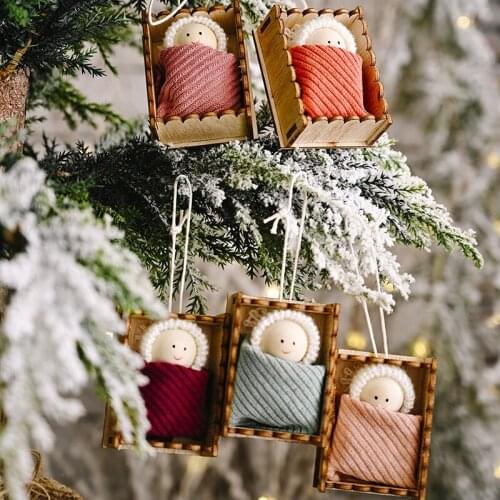 2021 Christmas Tree Decoration Pendant Wooden Box Doll Pendant Christmas Decoration Christmas Gift Navidad Noel Xmas Decoration