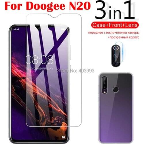3-in-1 Case Glass For Doogee N20 Screen Protector Glass Full Protection on For Doogee N20 Camera Lens Glass