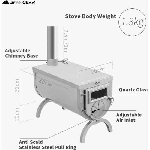 3F UL GEAR Winter Outdoor 304 Stainless Wood Stove Multipurpose Camping Tent Heating Stove Outdoor Survival Foldable Portable