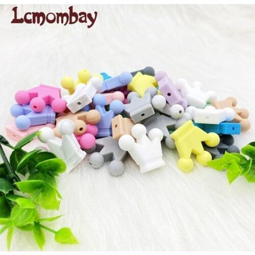 50pcs Silicone Crown Beads Baby Teething Toys Food Grade DIY Necklace Bracelet Pacifier Chain Silicone Teether BPA Free