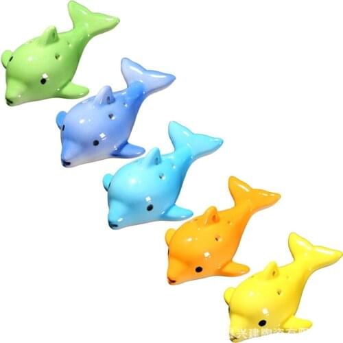 6 Hole Ocarina Ceramic Flauta Little Dolphin Shape Chilsdrens Toy Handmade Mini Ocarina Flutes for Student Musical Instruments