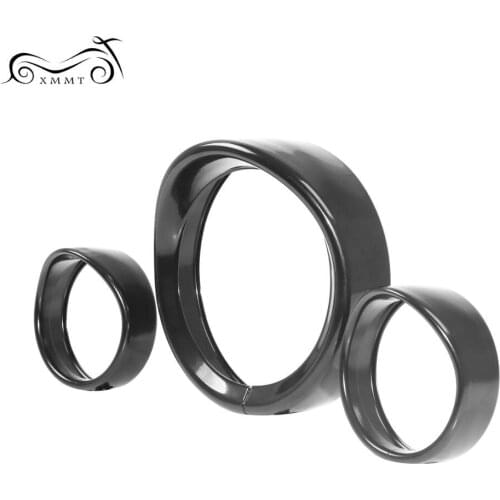 Motorcycle Accessories Black 7" Headlight + 4.5" LED Auxiliary Light Visor Style Trim Ring For Harley Touring Softail Road King